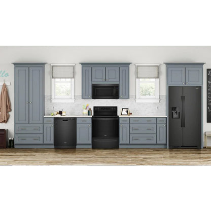 36" Wide Side-By-Side Refrigerator, 25 Cubic Feet, Frameless Glass Shelves - Black