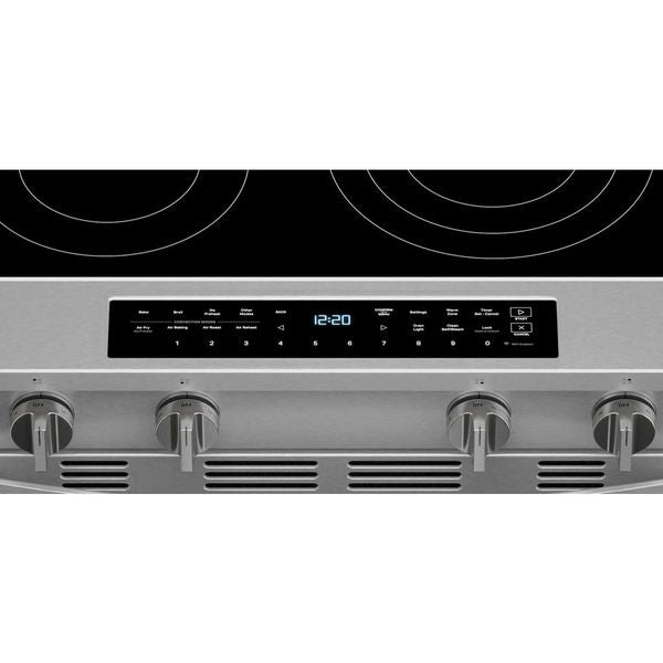 30" Smart Slide In Electric Range With Air Cooking Technology, No Preheat Air Fry, Wipeclean Coating, Steam/Self Clean And High Speed Preheat - Fingerprint Resistant Stainless Steel
