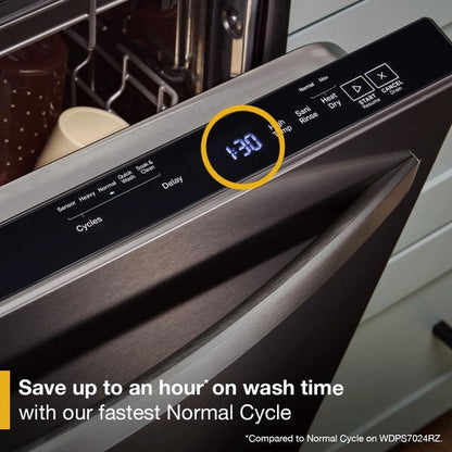 Whirlpool 24" Top Control Dishwasher With Total Coverage Wash And Auto Open Air Dry In Fingerprint Resistant Stainless Steel - Print Resist Black Stainless