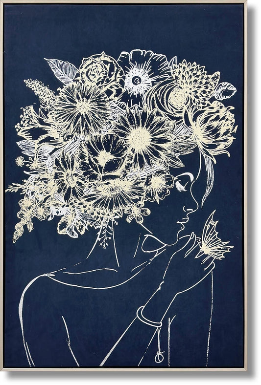 Floral Reverie Night - 35" x 24" Framed Wall Art