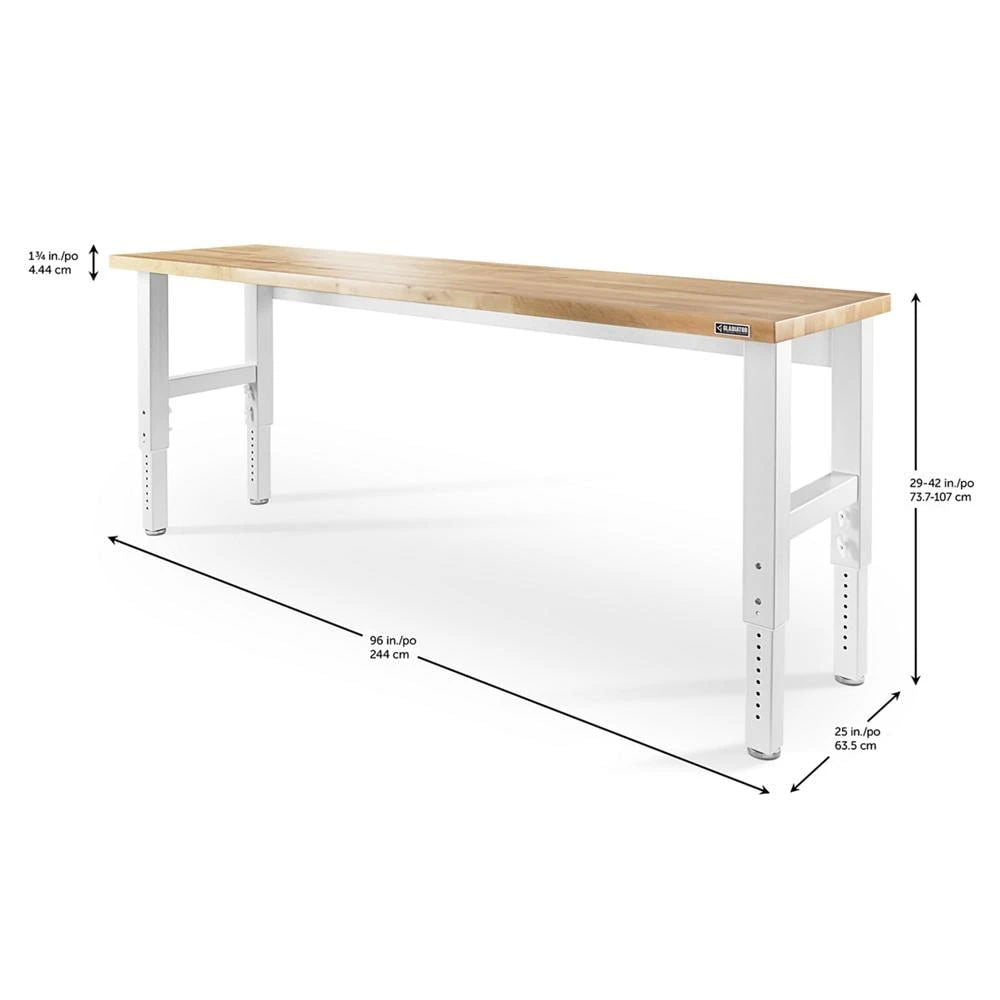 8' Adjustable Height Hardwood Workbench