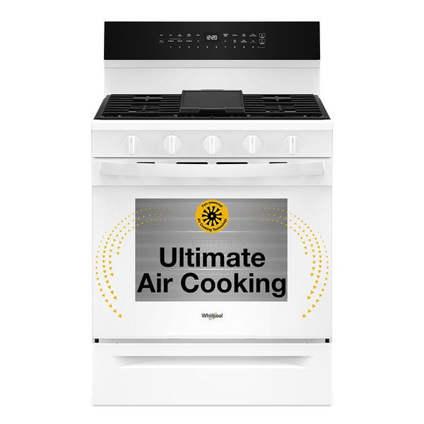 30" Smart Gas Range With Air Cooking Technology, No Preheat Air Fry, Steam/Self Clean And High Speed Preheat - White