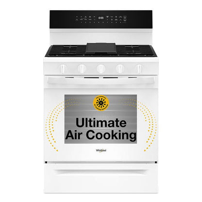 30" Smart Gas Range With Air Cooking Technology, No Preheat Air Fry, Steam/Self Clean And High Speed Preheat - White