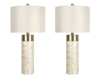 "Luminous Shell" Shell And Metal Table Lamp (Set of 2) - Natural Shell / Soft Gold / Beige