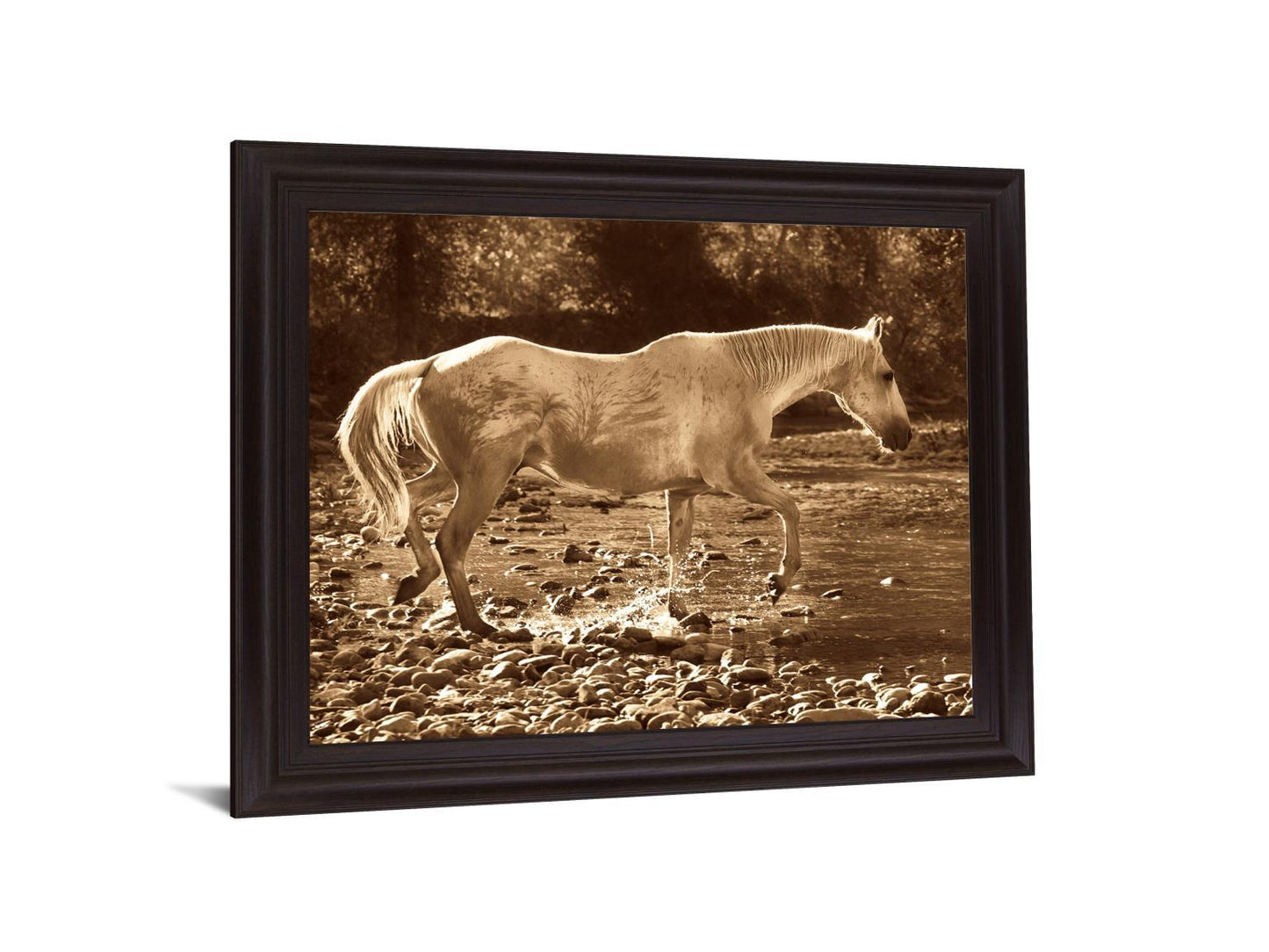 Sepia River Stroll - 28" x 34" Framed Wall Art