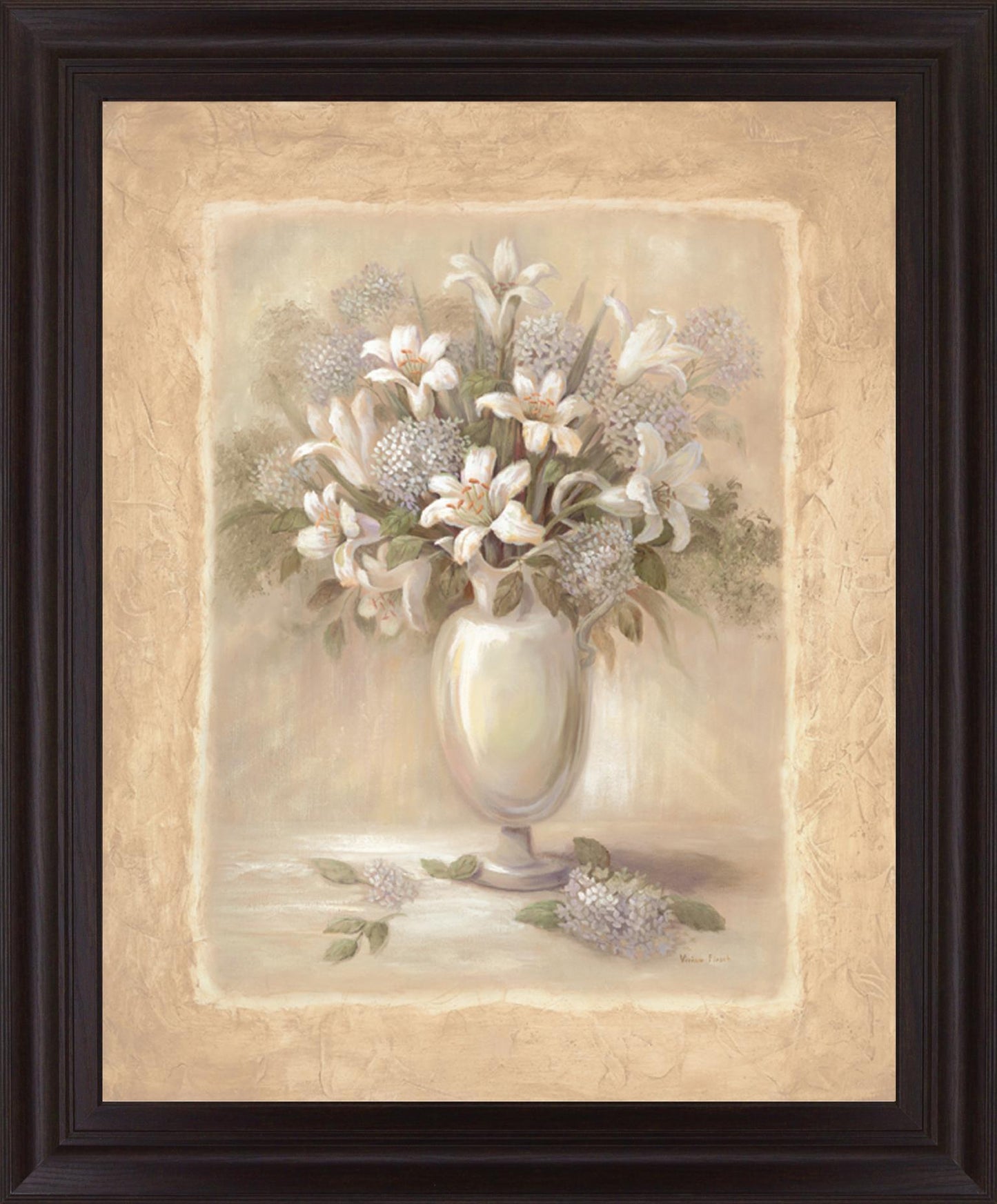 Ivory Blossom Vase - 28" x 34" Framed Wall Art