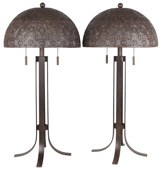 Bronze Tapestry - 28 X 14 - Metal Table Lamp (Set of 2) - Antique Bronze
