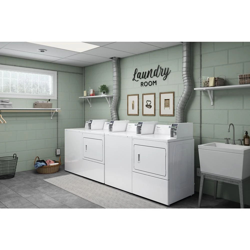 Commercial Electric Super-Capacity Dryer, Coin Slide - White