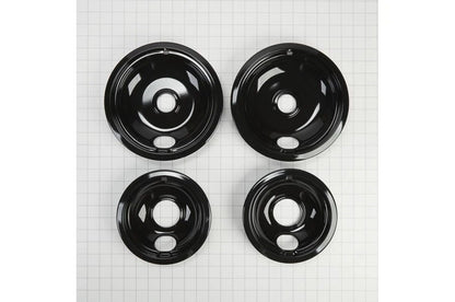 Range Electric/Cooktop 4-Pack Round Drip Bowls (Two 6" And Two 8") - Black For Non-Hinged, 2-Wire Plug Cooking Elements - Black