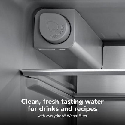 29 Cu. Ft. French Door Refrigerator With Exterior Water And Ice And Freshchill Full-Width Refrigerated Drawer - Black Ore
