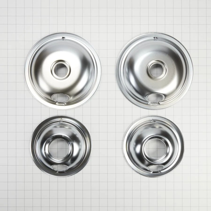Range Electric/Cooktop 4-Pack Round Drip Bowls (Two 6" And Two 8") - Chrome For Non-Hinged, 2-Wire Plug Cooking Elements