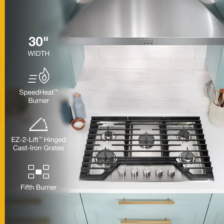 30" Gas Cooktop With 5 Burners And Ez-2-Lift Hinged Cast-Iron Grates - Stainless Steel