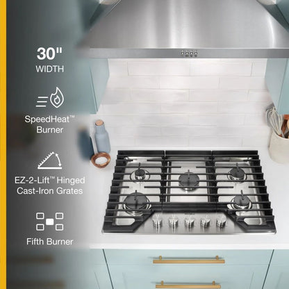 30" Gas Cooktop With 5 Burners And Ez-2-Lift Hinged Cast-Iron Grates - Stainless Steel