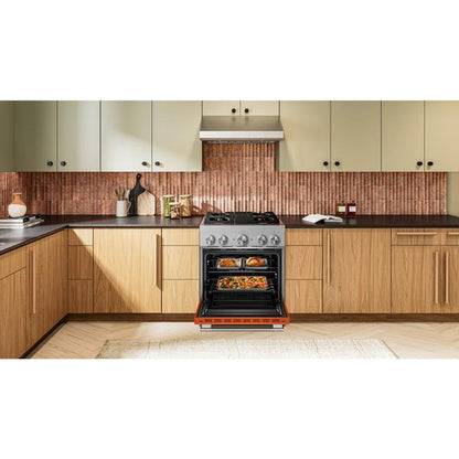 30" 4 Burner Commercial-Style Dual Fuel Range With No Preheat Air Fry Mode - Scorched Orange