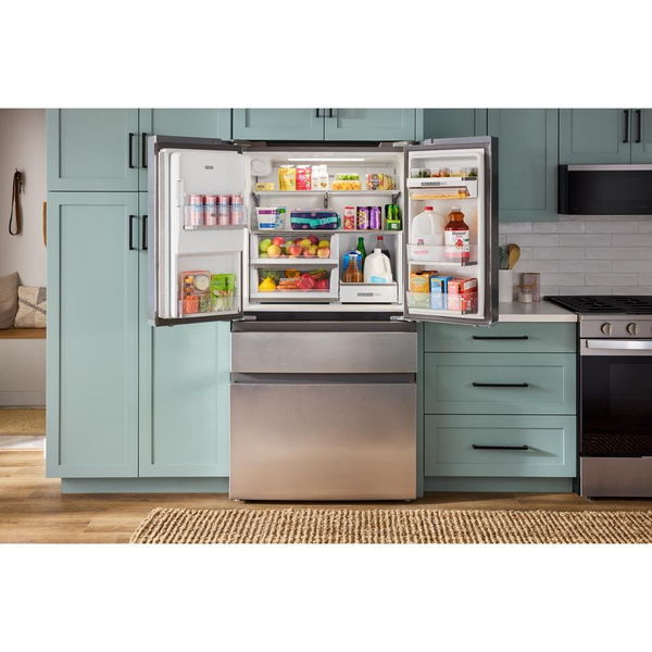 36" Wide True Counter Depth 4-Door French Door Refrigerator, Dual Ice Makers, 22 Cu. Ft. - Fingerprint-Resistant Stainless Finish