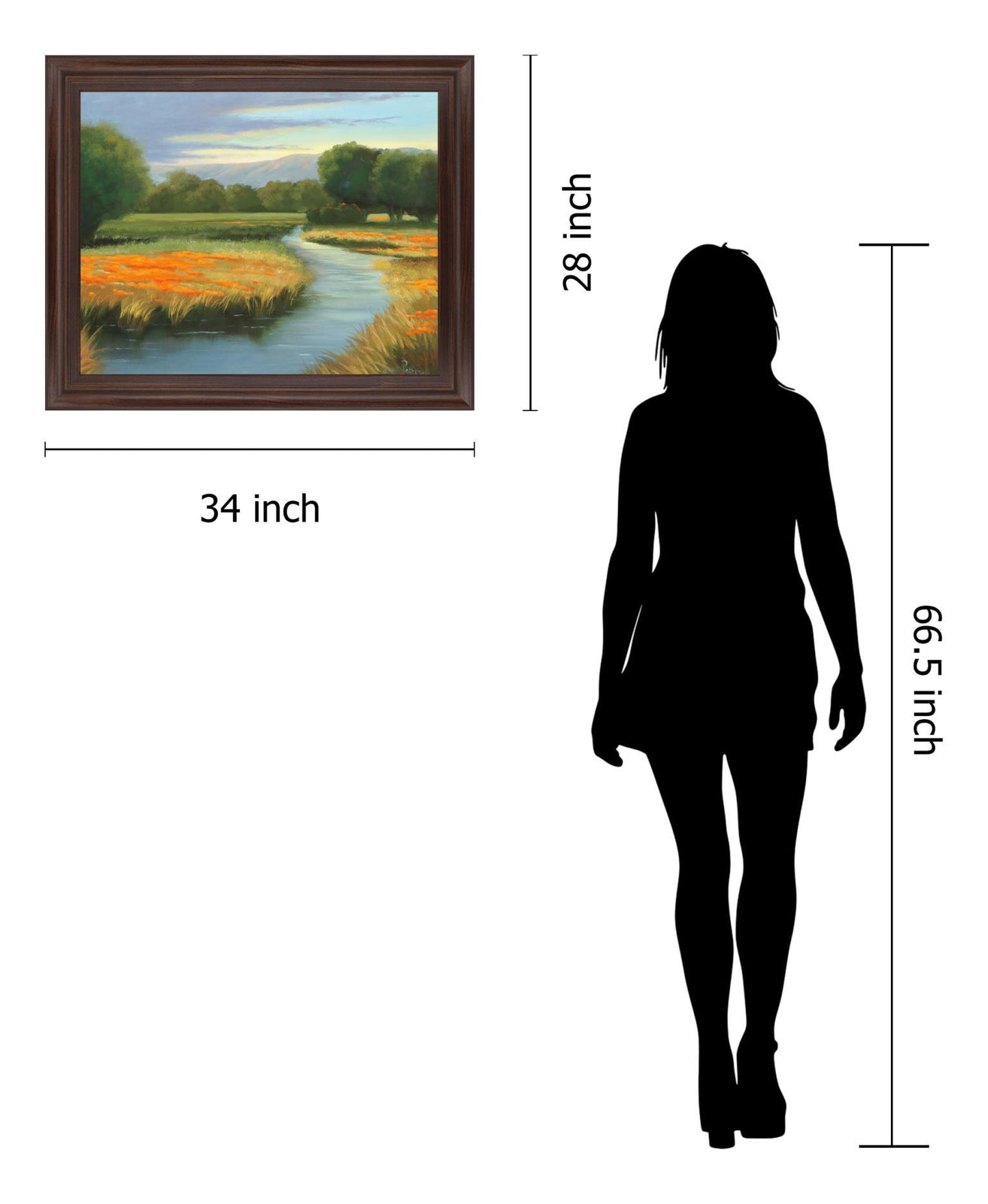 Golden Meadow Stream - 28" x 34" Framed Wall Art