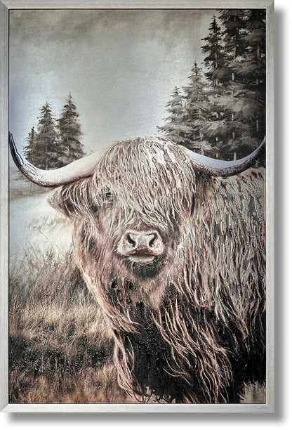 Misty Highland Gaze - 32" x 47" Framed Wall Art