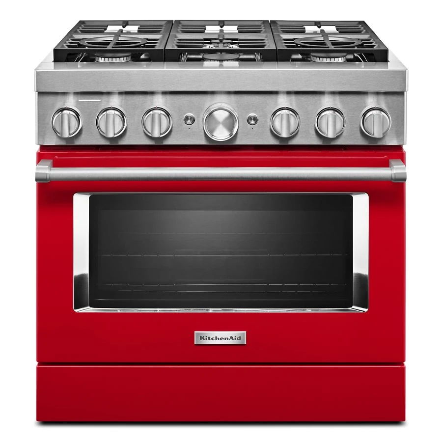 36'' Smart Commercial-Style Dual Fuel Range With 6 Burners - Passion Red