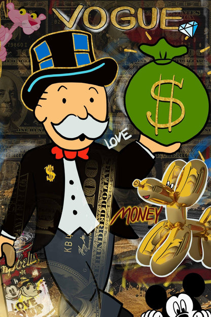 Cartoon Tycoon Mashup - 32" x 48" Framed Wall Art