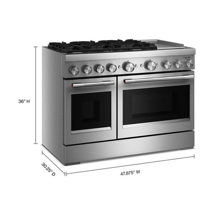 48" 6 Burner Commercial-Style Dual Fuel Range With Griddle - Stainless Steel