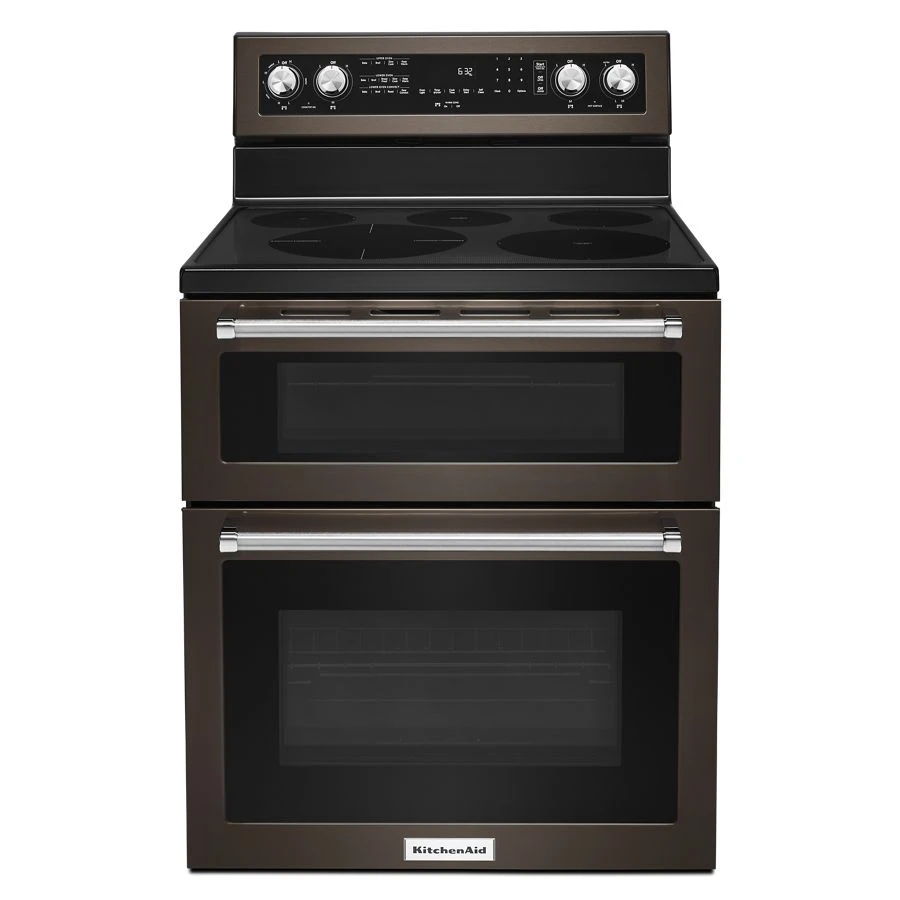 30" 5 Burner Electric Double Oven Convection Range - Black Stainless Steel With PrintShield Finish