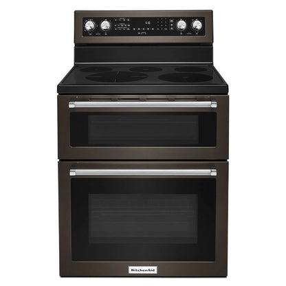 30" 5 Burner Electric Double Oven Convection Range - Black Stainless Steel With PrintShield Finish