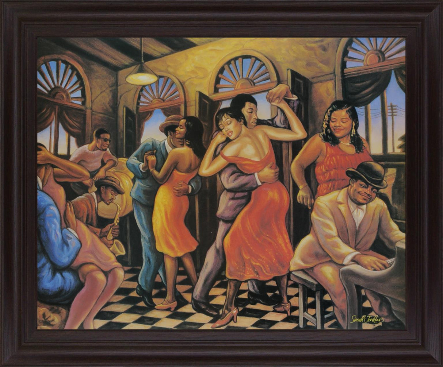 Jazzy Scarlet Soirée - 28" x 34" Framed Wall Art