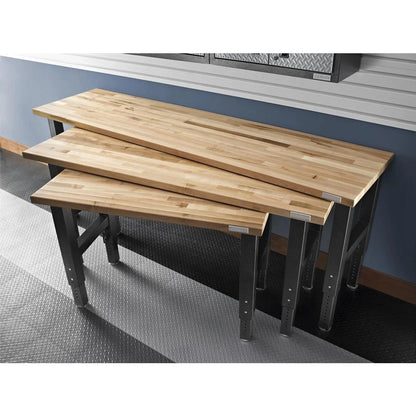 8' Adjustable Height Hardwood Workbench - Hammered Granite