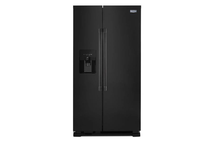 36" Wide Side-By-Side Refrigerator With Exterior Ice And Water Dispenser - 25 Cubic Feet - Black