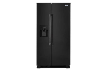 36" Wide Side-By-Side Refrigerator With Exterior Ice And Water Dispenser - 25 Cubic Feet - Black