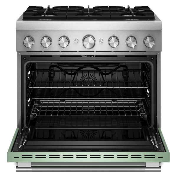 36" 6 Burner Commercial-Style Dual Fuel Range With No Preheat Air Fry Mode - Cardamom