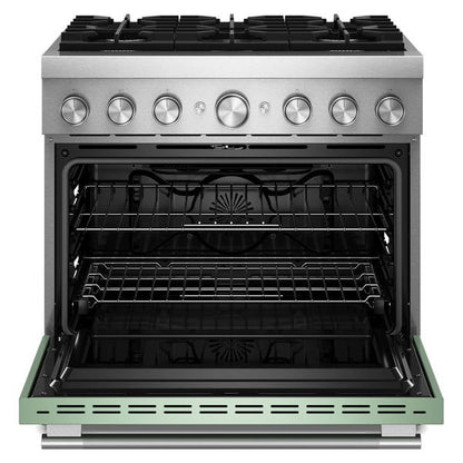36" 6 Burner Commercial-Style Dual Fuel Range With No Preheat Air Fry Mode - Cardamom