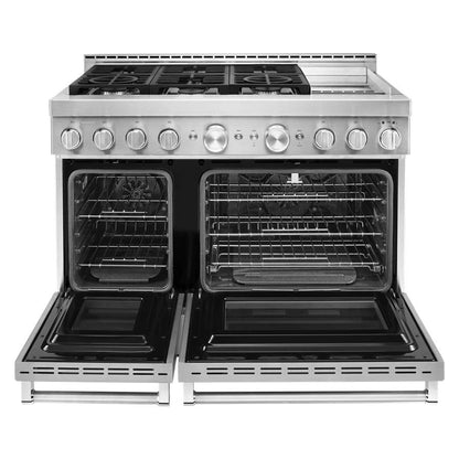 48" Smart Commercial-Style Gas Range With Griddle - Stainless Steel