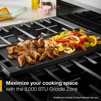 30" Gas Range With Air Cooking Technology And Steam Clean - Black Stainless