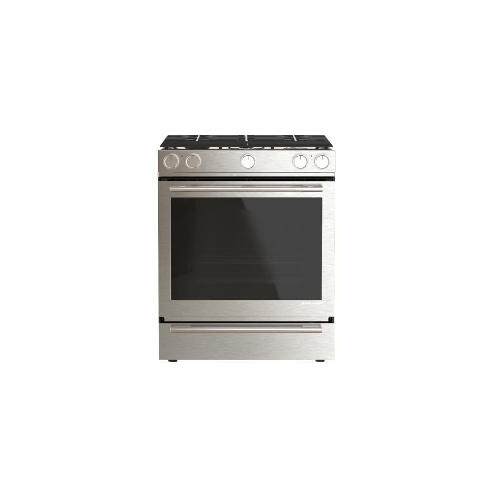 30" 5-Burner Dual Fuel Convection Slide-In Range With Baking Drawer - Printshield Stainless Finish