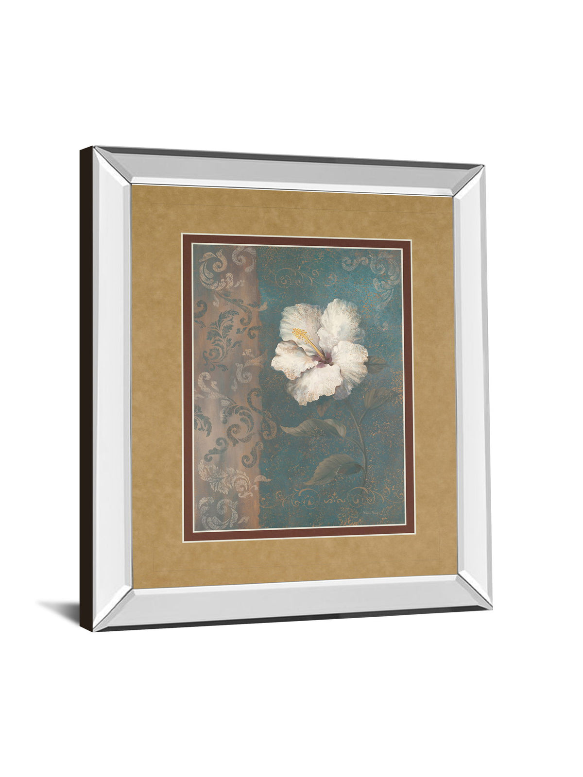 Floral Trans Il By Vivian Flasch - Mirror Framed Print Wall Art - Light Brown
