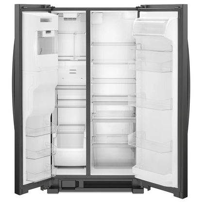 36" Wide Side-By-Side Refrigerator, 25 Cubic Feet, In-Door-Ice Storage - Black