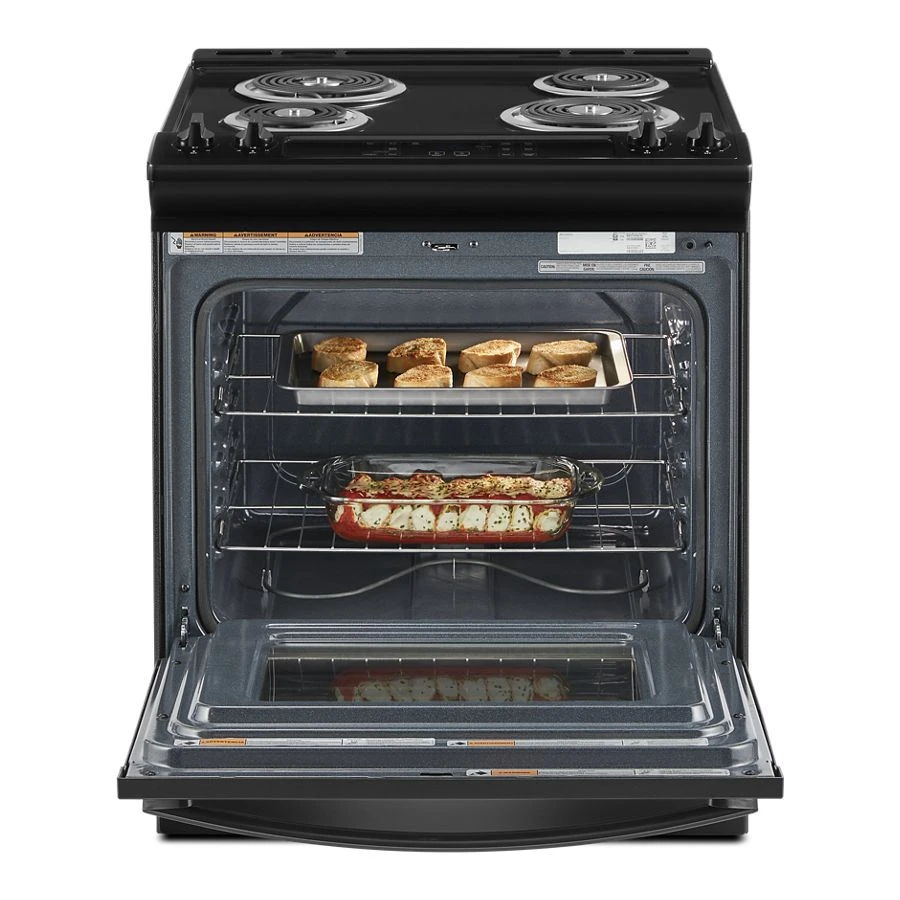 4.8 Cubic Feet Electric Range With Frozen Bake Technology And Adjustable Self-Clean Cycle - Black