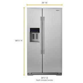 36" Wide Contemporary Handle Counter Depth Side-By-Side Refrigerator, 21 Cubic Feet - Gray