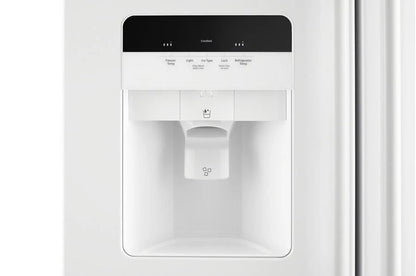 36" Wide Side-By-Side Refrigerator With Exterior Ice And Water Dispenser - 25 Cubic Feet - White
