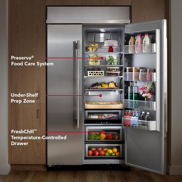 20.8 Cu. Ft. 36" Built-In Side-By-Side Refrigerator Features Exterior Water And Ice Dispenser With Measured Fill