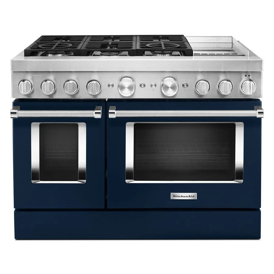 48'' Smart Commercial-Style Dual Fuel Range With Griddle - Ink Blue