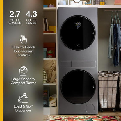 Compact Energy Star Ventless Heat Pump Laundry Tower With 2.7-Cu Ft Washer And Electric 4.3-Cu Ft Dryer - White