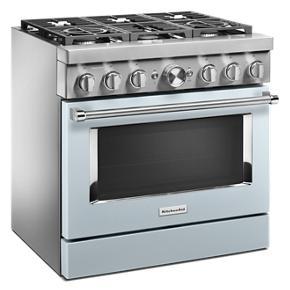 KitchenAid 36'' Smart Commercial-Style Dual Fuel Range With 6 Burners - Misty Blue