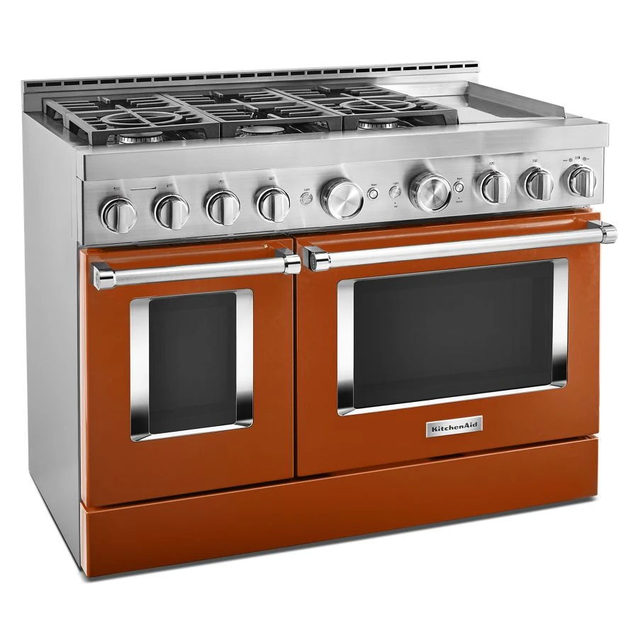 48'' Smart Commercial-Style Gas Range With Griddle - Scorched Orange