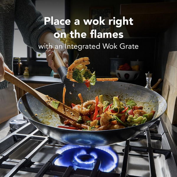 KitchenAid 30" Gas Cooktop With 5 Burners And Integrated Wok Grate, 17,000 BTU Professional Dual Ring Burner - Stainless Steel