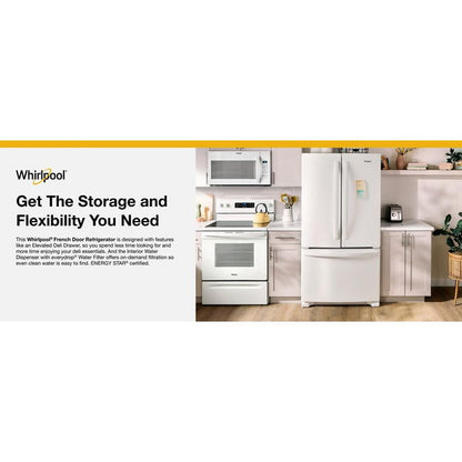 36" Wide Counter-Depth French Door Bottom Mount Refrigerator, 20 Cu. Ft. - White
