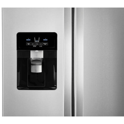 33" Wide Side-By-Side Refrigerator, 21 Cubic Feet, Frameless Glass Shelves - Fingerprint-Resistant Stainless Finish