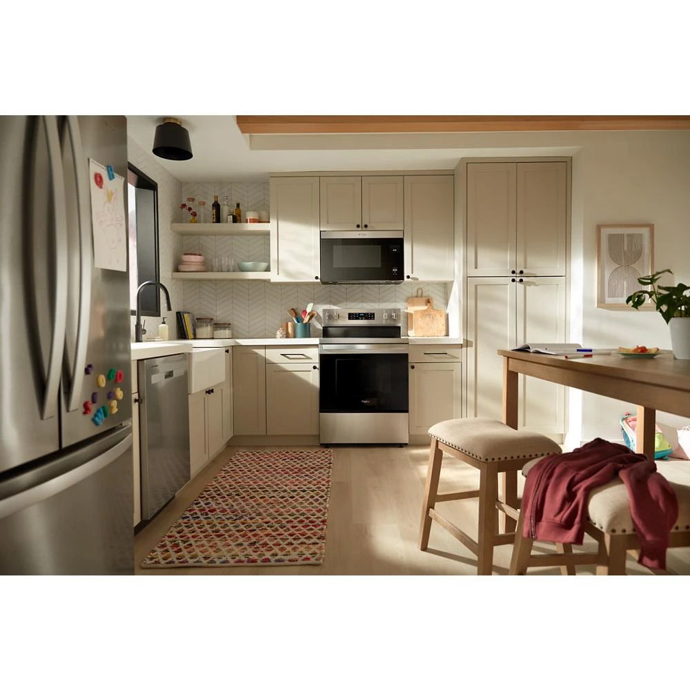 1.1 Cubic Feet Flush Mount Microwave With Turntable-Free Design - Fingerprint Resistant Stainless Steel