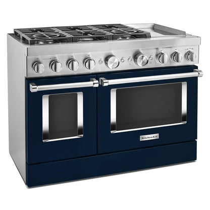 48'' Smart Commercial-Style Dual Fuel Range With Griddle - Ink Blue